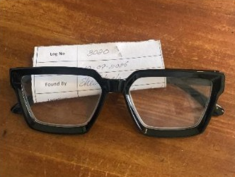 A pair of black glasses